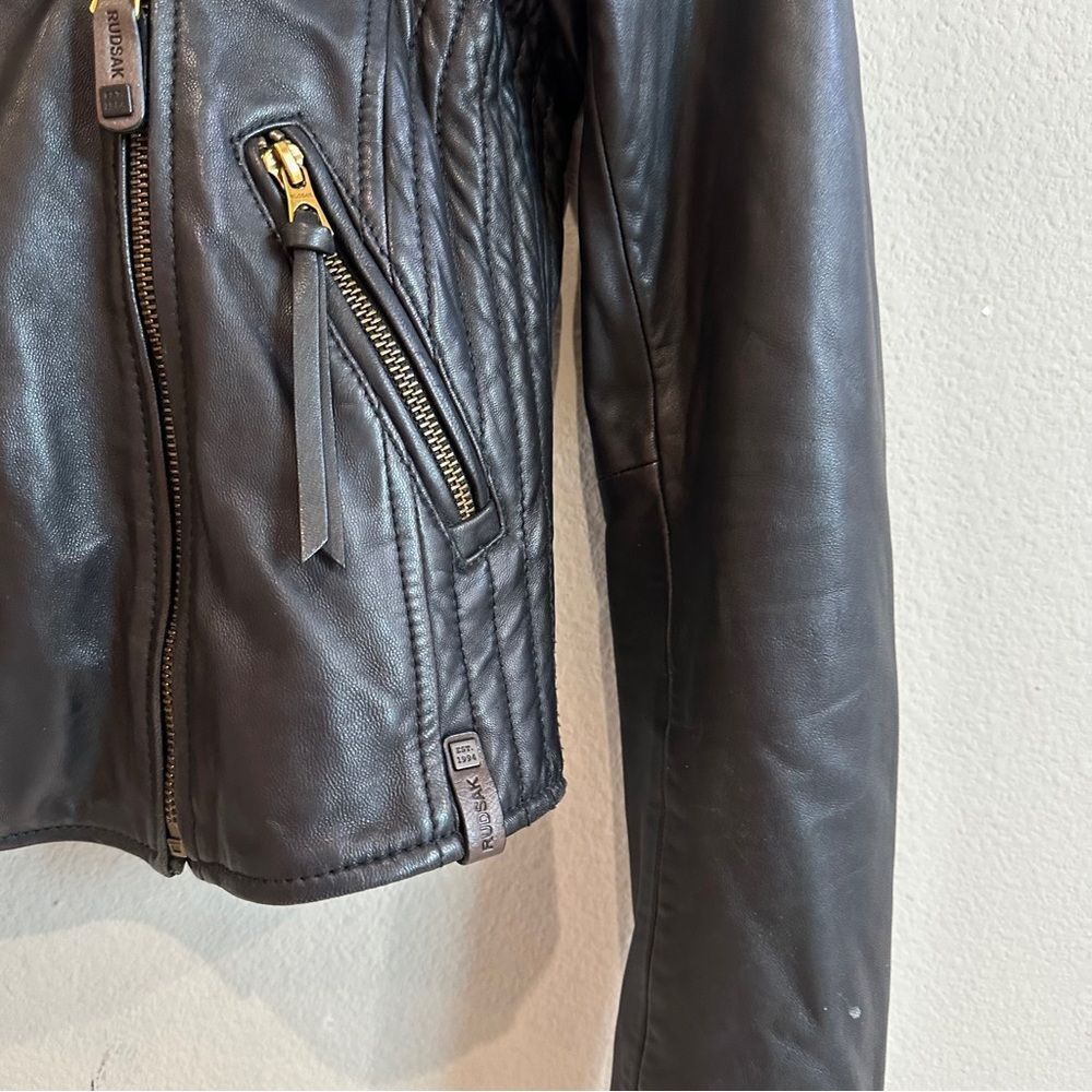 Rudsak | XS | black cropped leather jacket - Picture 2 of 14